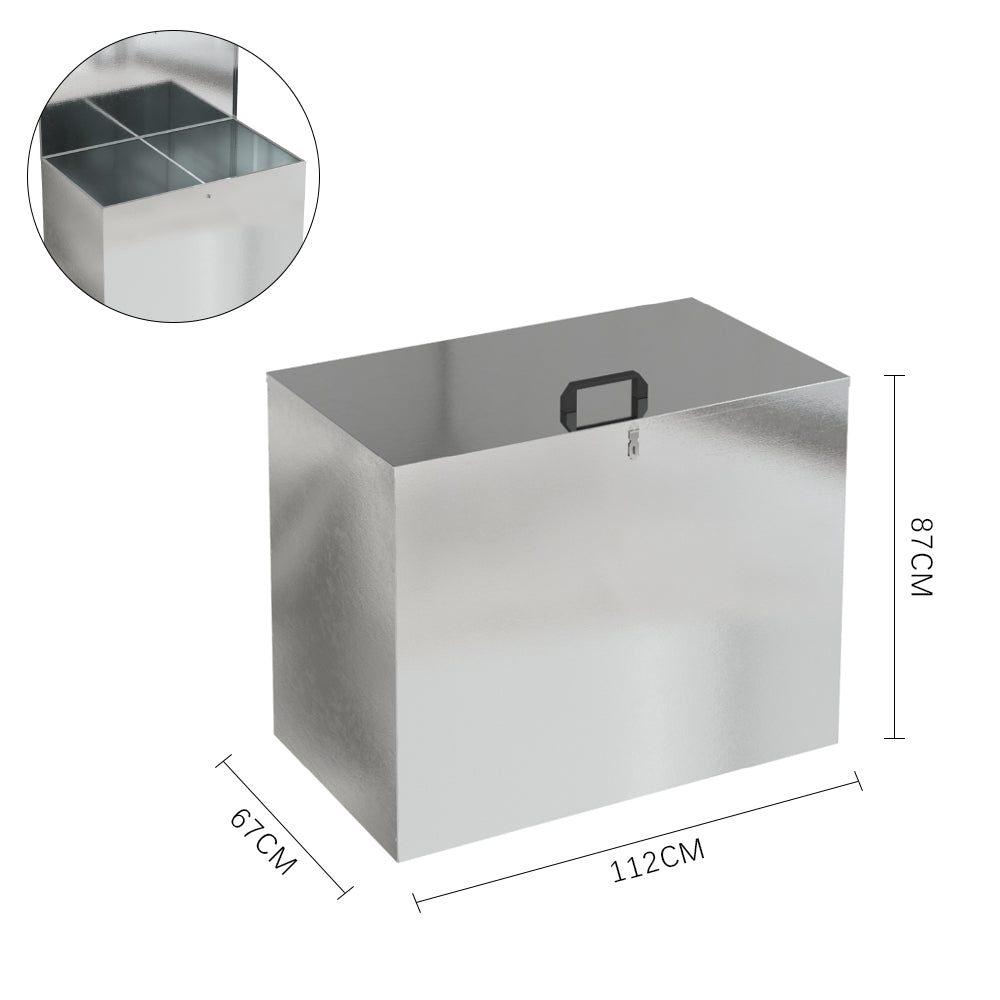 Large Galvanized Feed Storage Bin with Two Compartments
