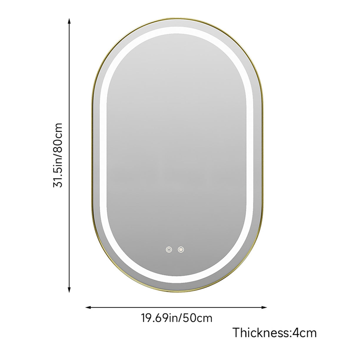 Wall Mounted Oval LED Bathroom Mirror