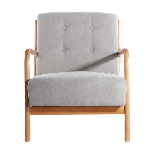 Solid Wooden Frame Upholstered Tufted Armchair