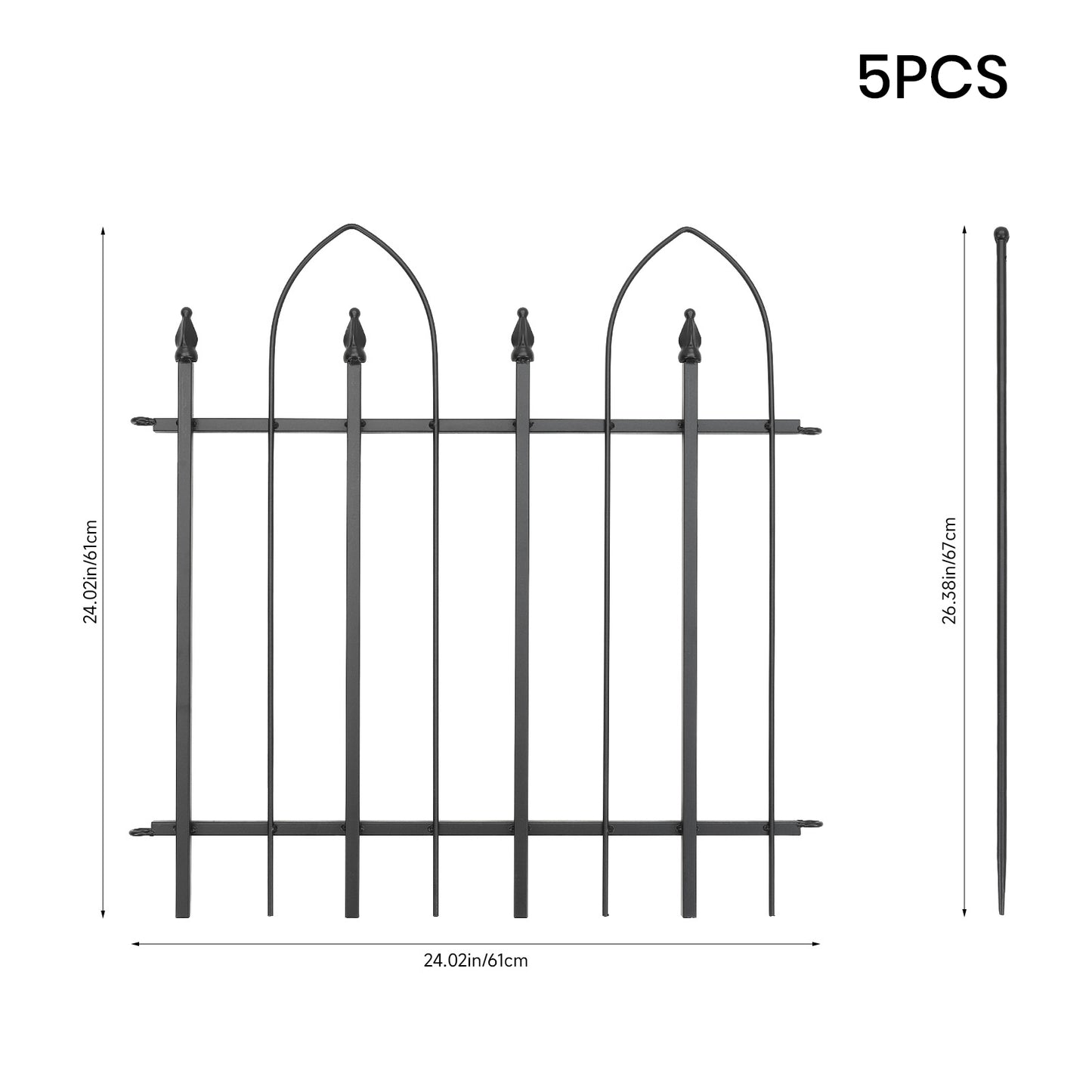 5-Pack Decorative Metal Garden Fence Panels
