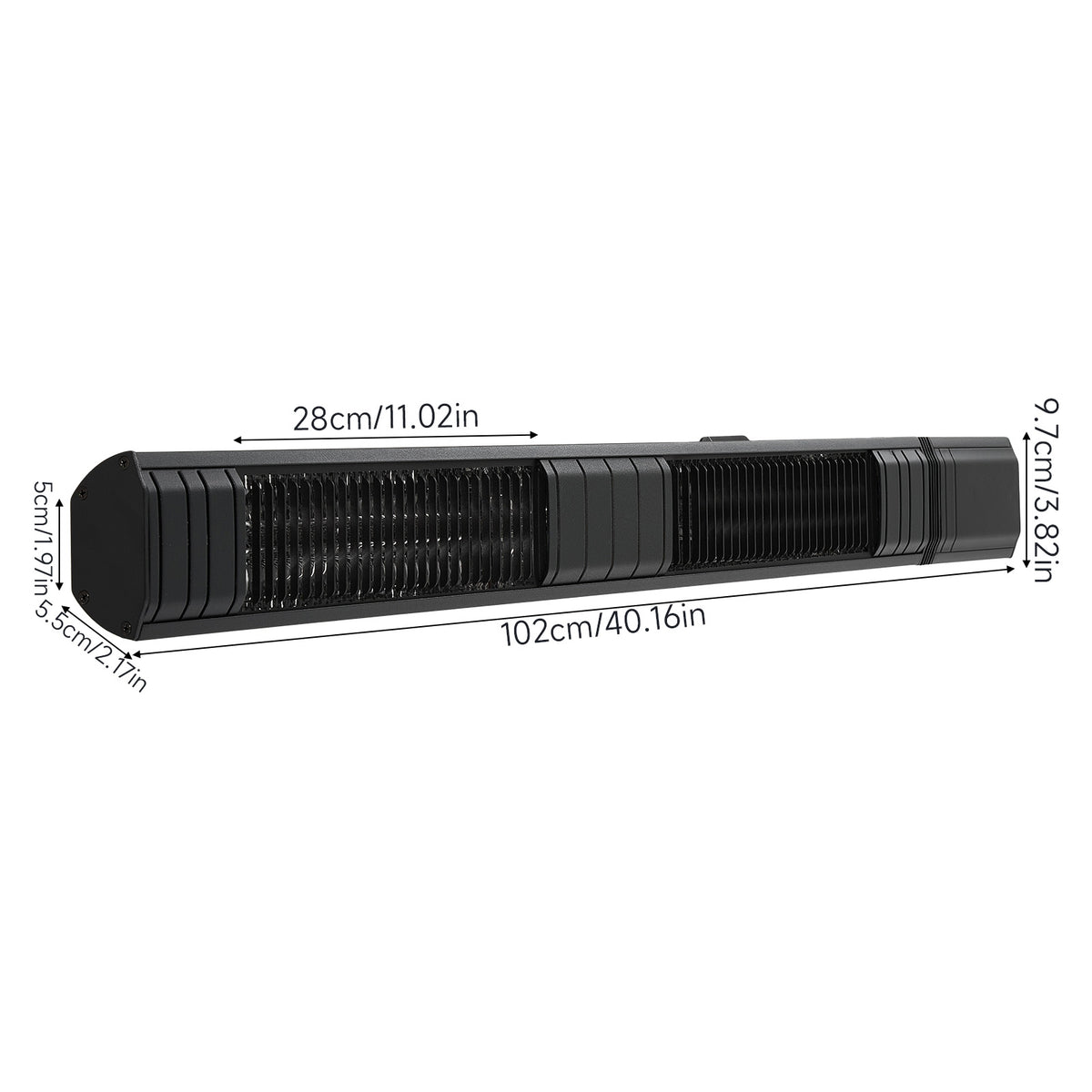 3000W Wall-Mounted Infrared Patio Heater with 9 Temperature Settings & 24H Timer