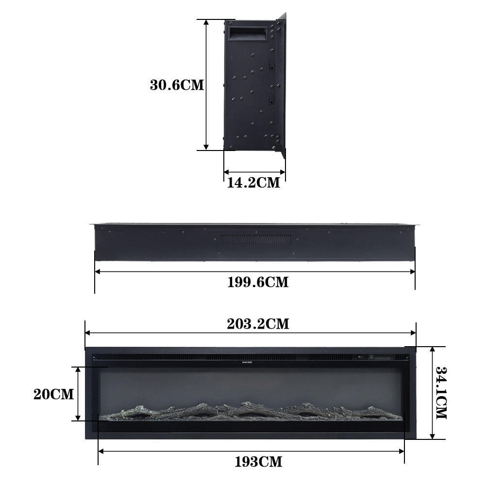 70/80 Inch 3-in-1 Electric Fire with 12 Flame Colours & Remote Control