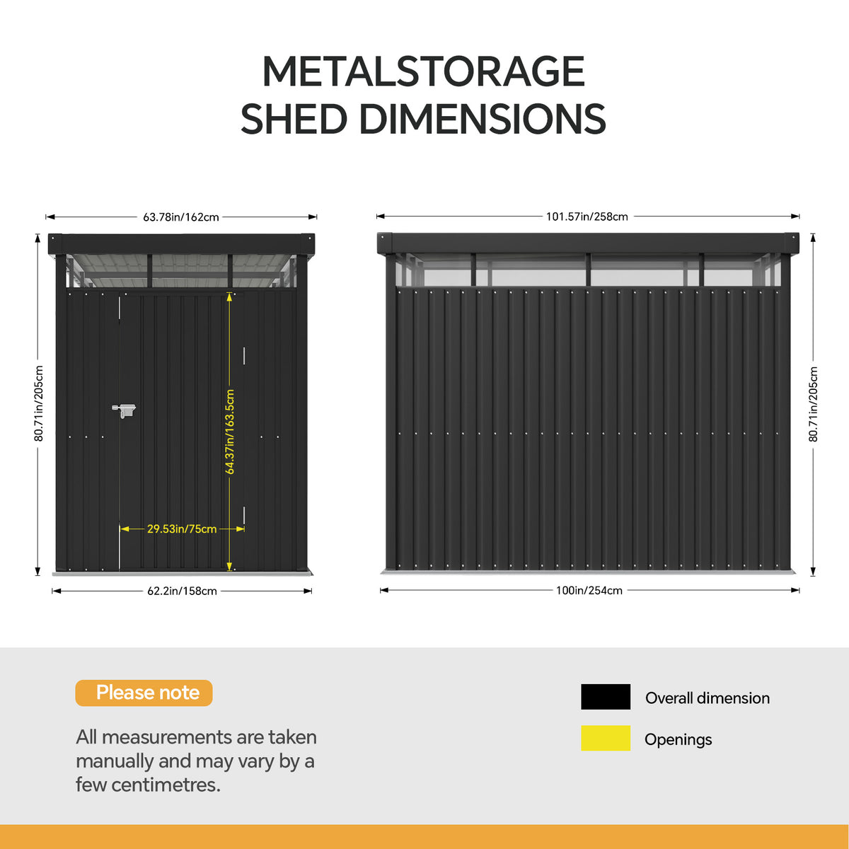 162cm Wide Metal Garden Storage Shed with Flat Roof & Lockable Door