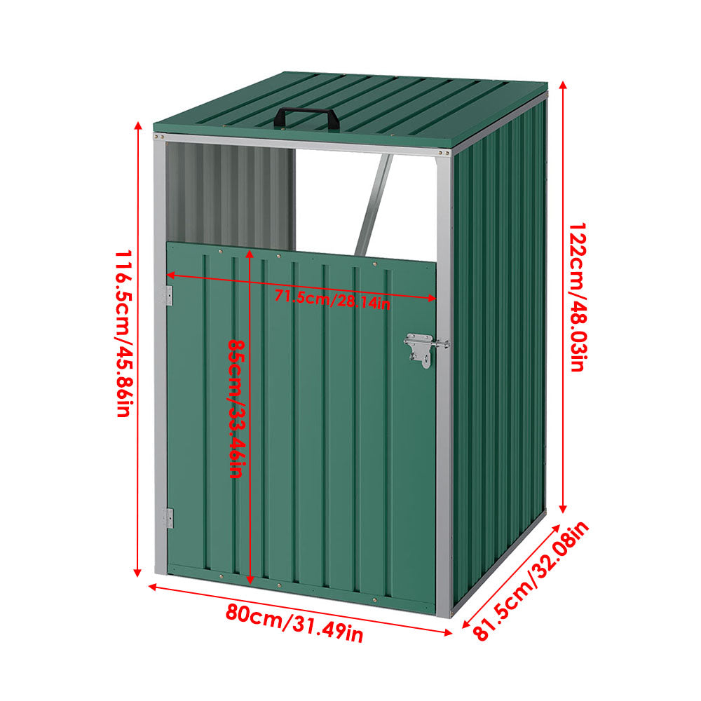 Metal Outdoor Garbage Bin Shed For 1 Trash Bin
