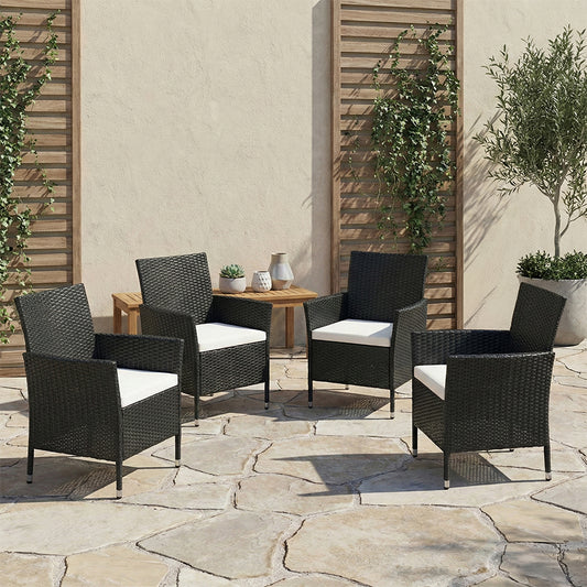 Set of 4 Rattan Chairs Garden Furniture