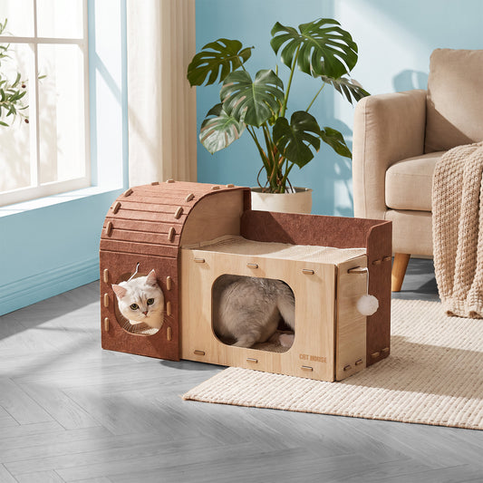 2-Tier Multifunctional Cat House Cave Pet Bed