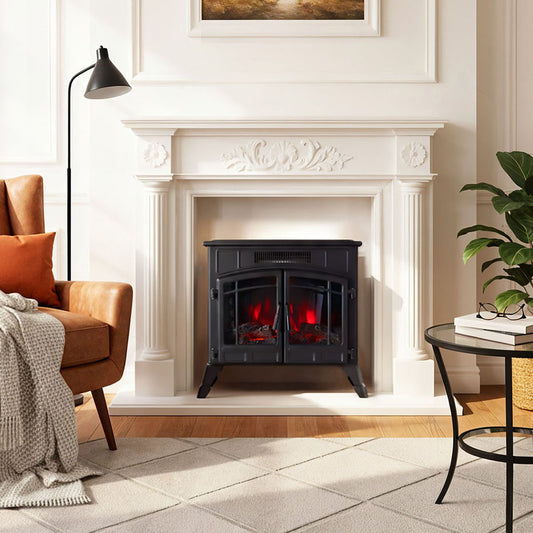 Freestanding Electric Fireplace Heater with Remote Control