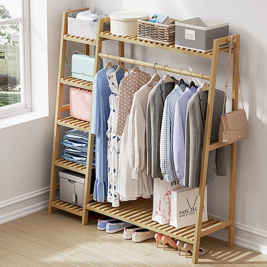 Bamboo Bedroom Garment Clothes Rack Natural