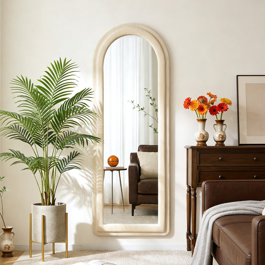 Double Arched Full-Length Mirror with Safety Film & Velvet-Wrapped MDF Frame