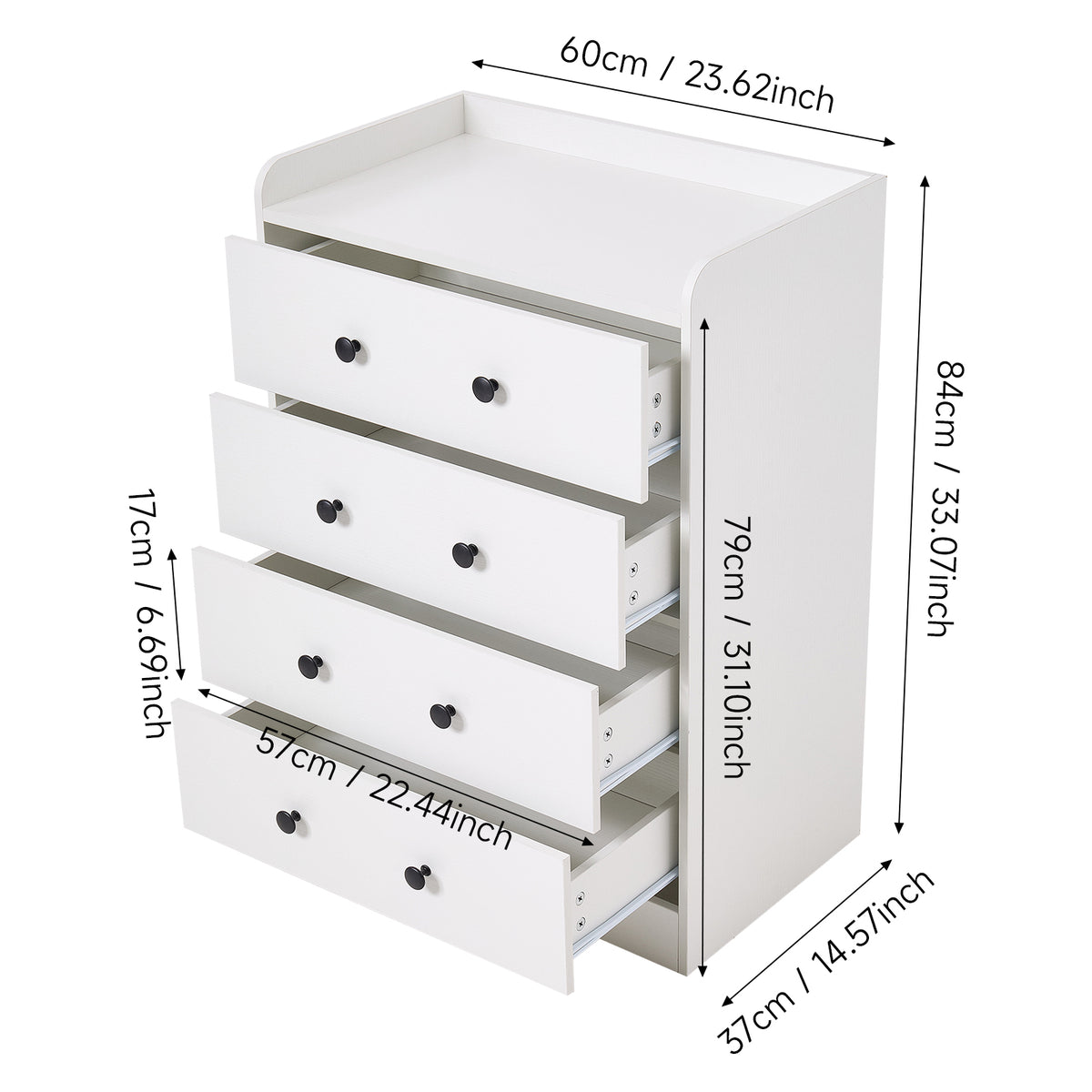 4-Drawer Particle Board Storage Cabinet Chest of Drawers