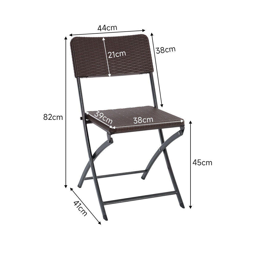 Set of 2 Outdoor Rattan Plastic Folding Chairs Black