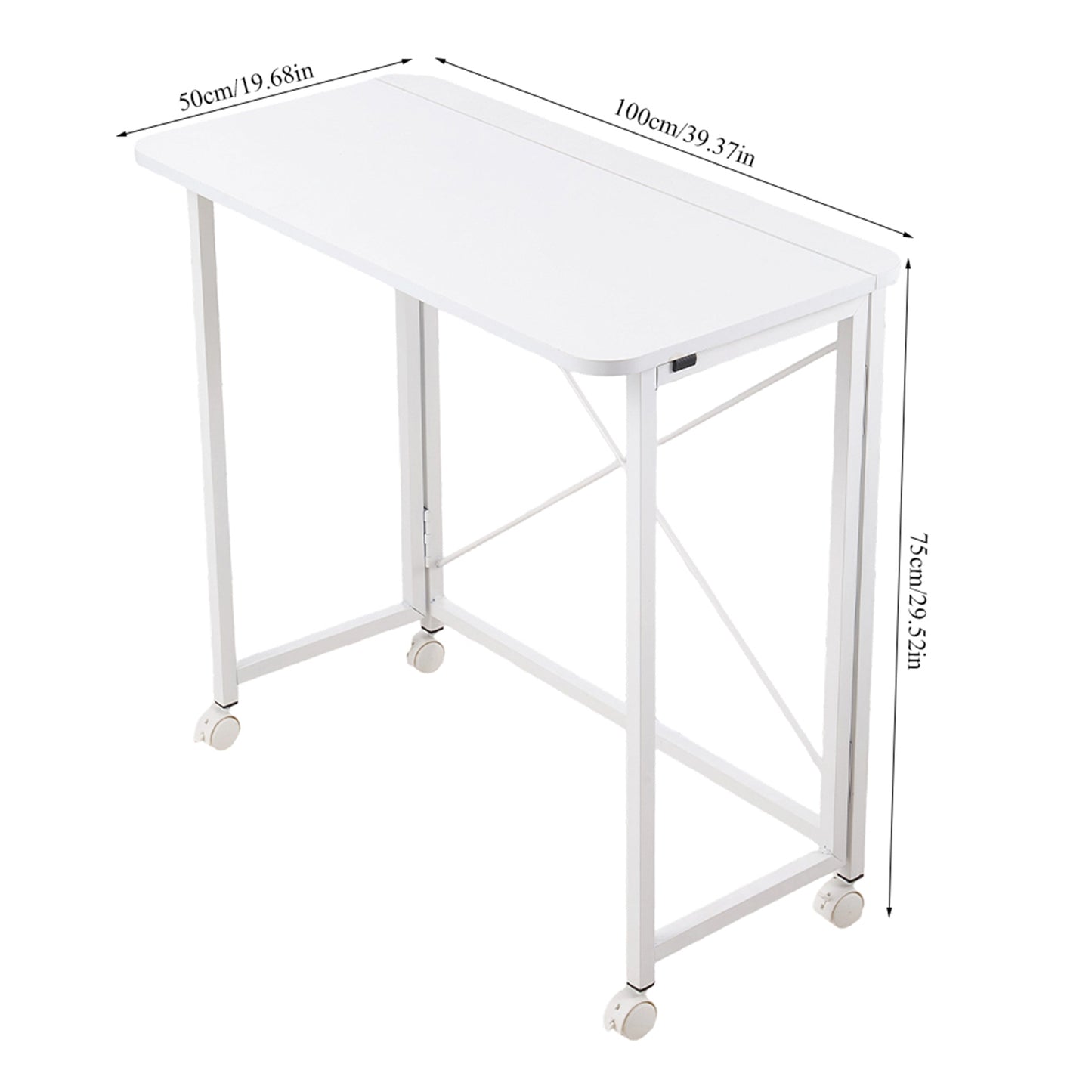 Folding Office Desk with Casters