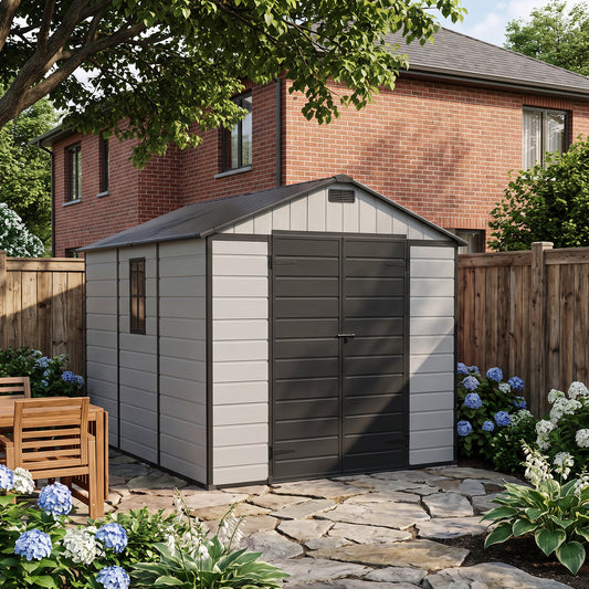 8x10FT Plastic Garden Storage Shed with Lockable Door