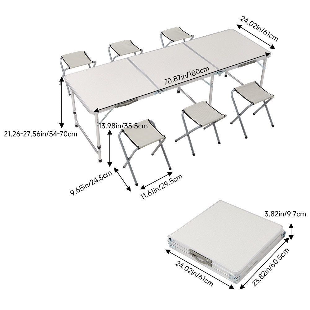 Folding Picnic Table Set with 6 Stools