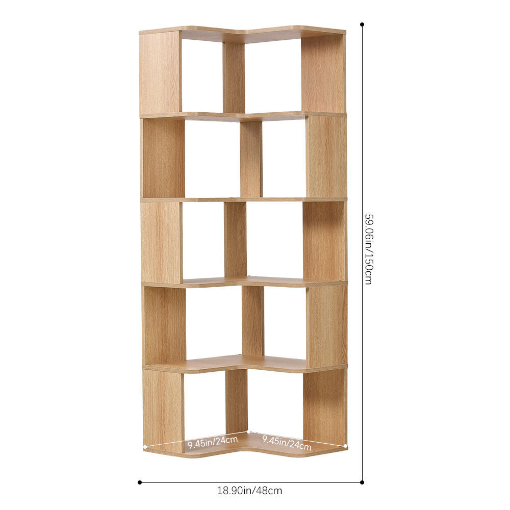 5-Tier Wooden L-shaped Corner Storage Shelf