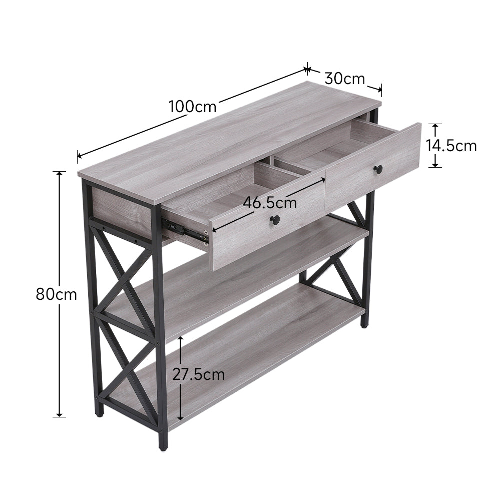 Narrow Wooden Console Table with Drawers