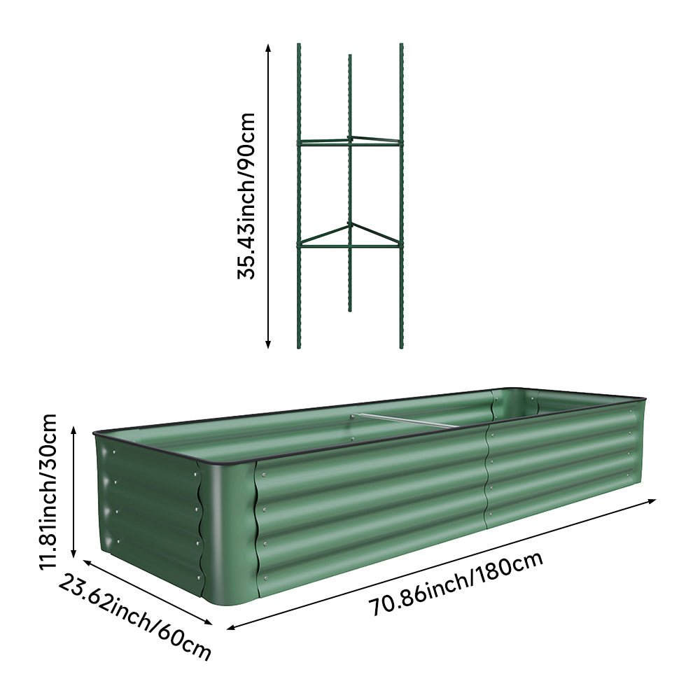 Green Galvanized Steel Raised Garden Bed