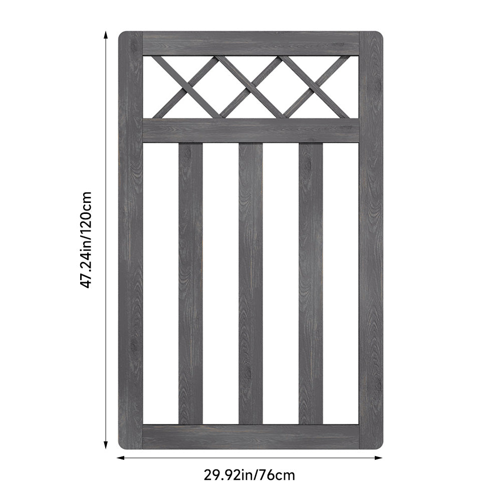 2.5 x 4 ft Outdoor Cross Top Wooden Garden Gate Pedestrian Fence Yard Door