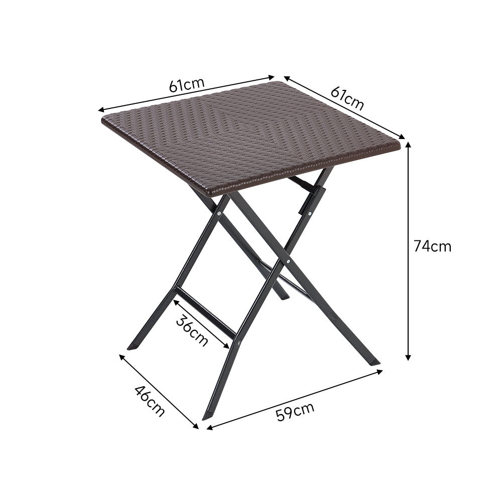 Square Rattan Folding Outdoor Bistro Table