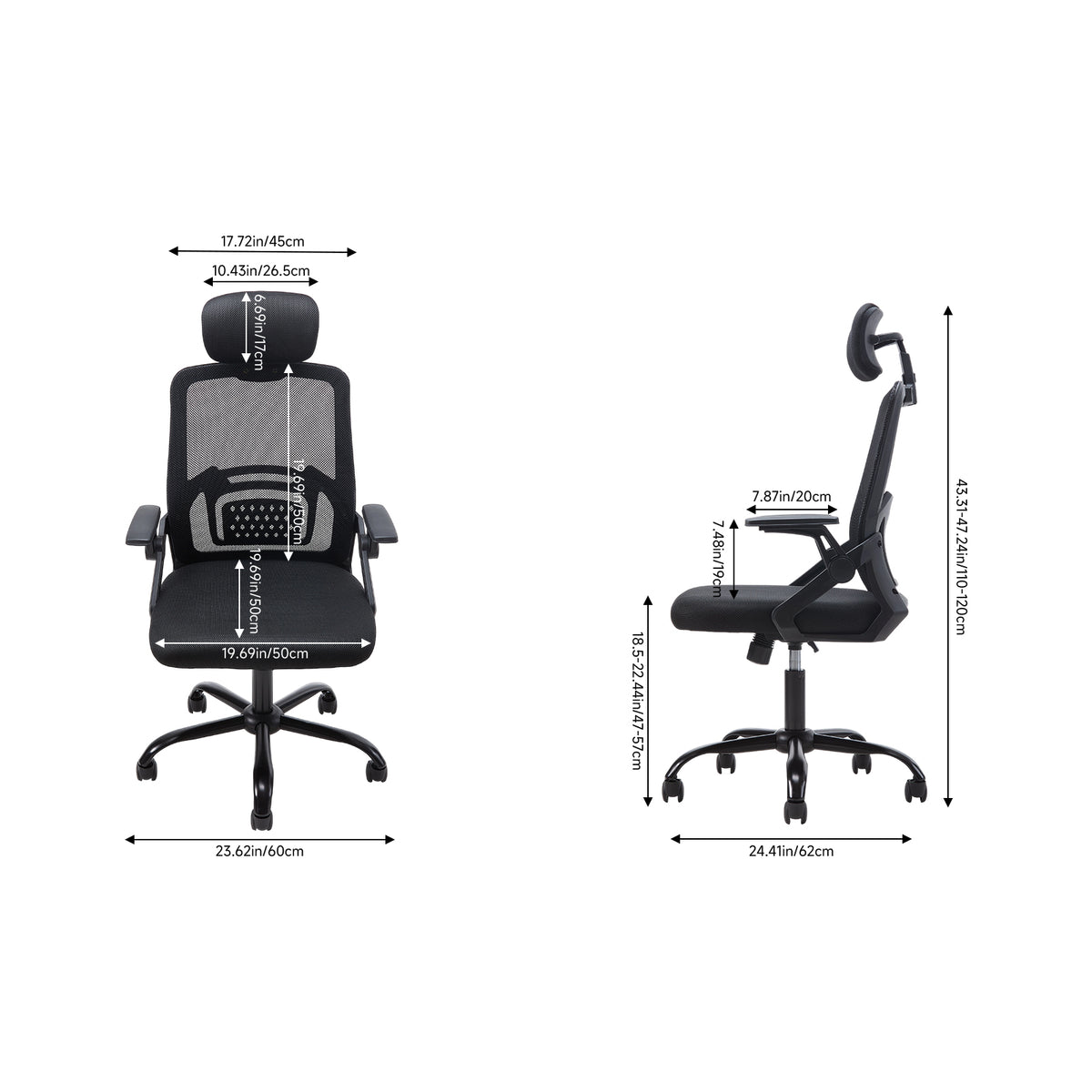 Ergonomic Mesh Office Chair with Adjustable Headrest & 15ยฐ Tilt Recline