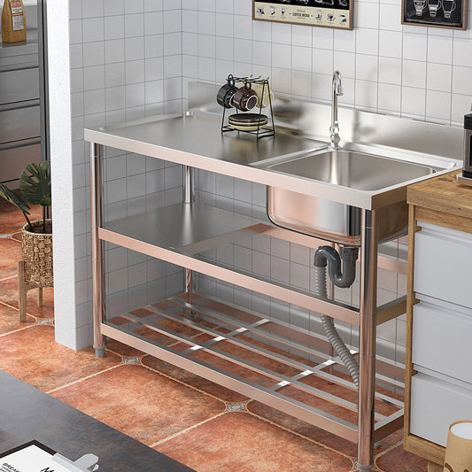 Stainless Steel One Compartment Sink with Shelves