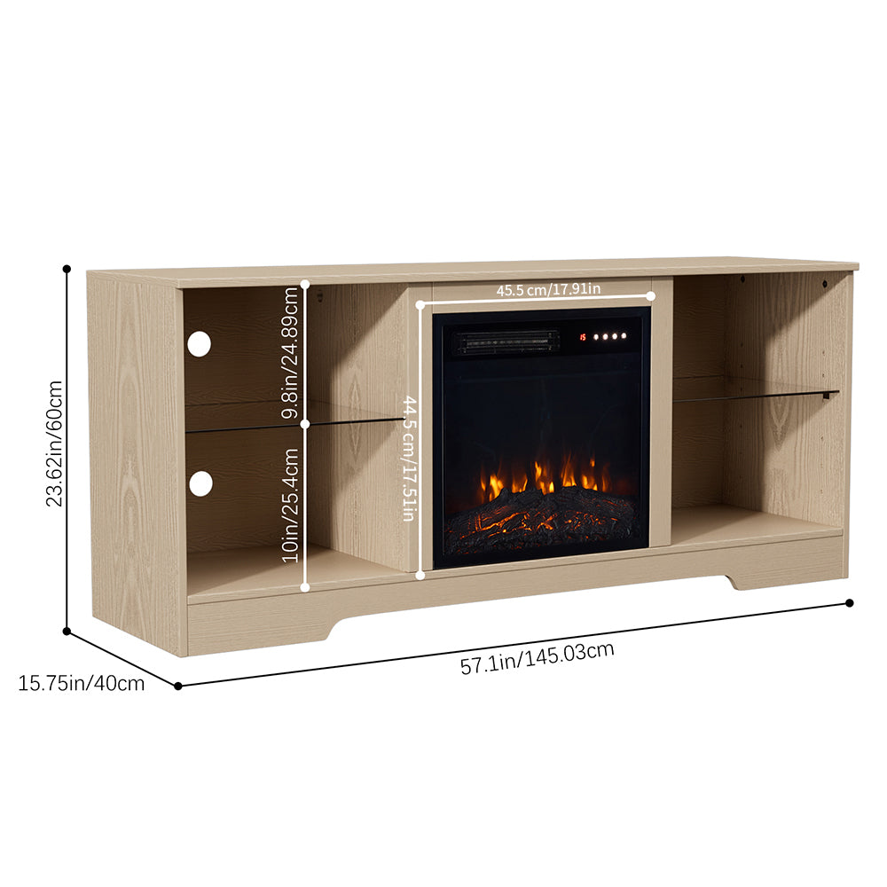 TV Stand Electric Fireplace Adjustable Flame with Remote Control