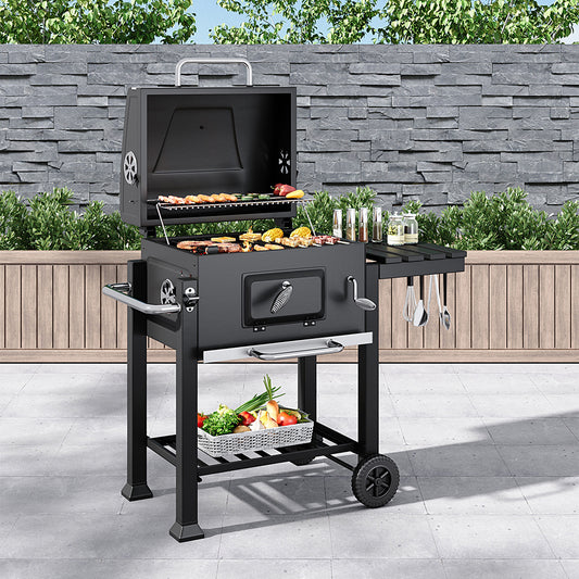 Charcoal BBQ Grill Barrel with Side Table