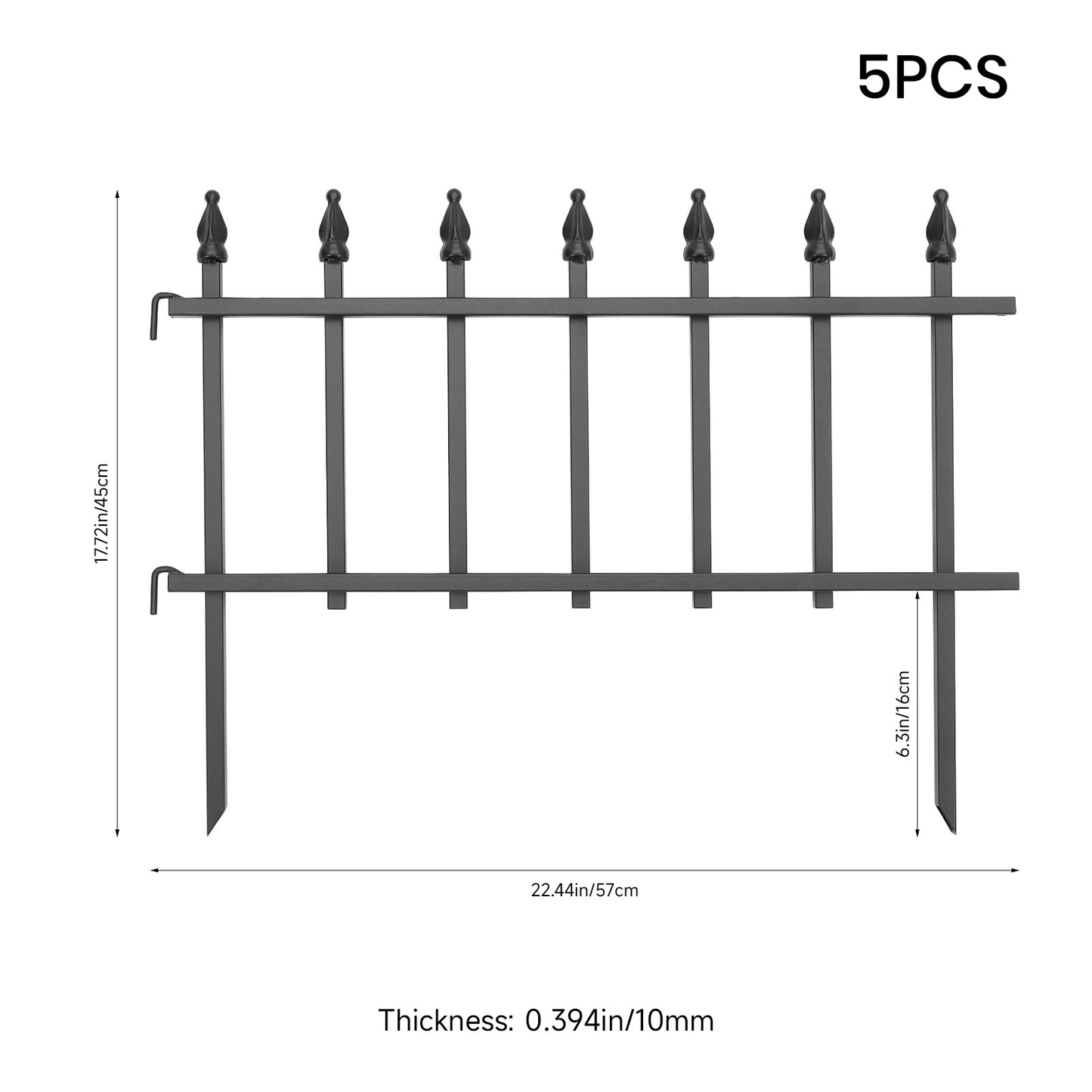 5-Pack Decorative Metal Garden Fence Panels