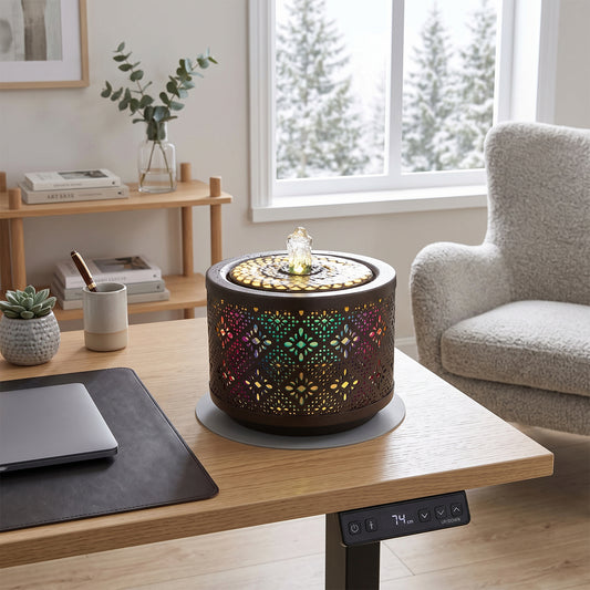 Creative Metal Tabletop Fountain with Light