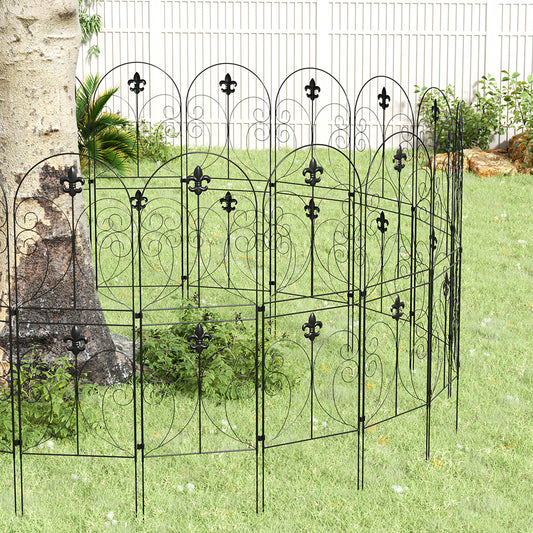 10-Panel Metal Arched Garden Fence Yard Borders Decor Set