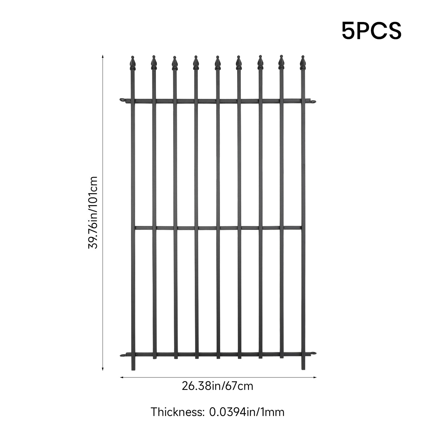 5-Pack Decorative Metal Garden Fence Panels