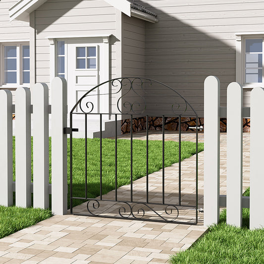 Black Metal Wrought Iron Garden Gate Heavy Duty with Fittings Bolts