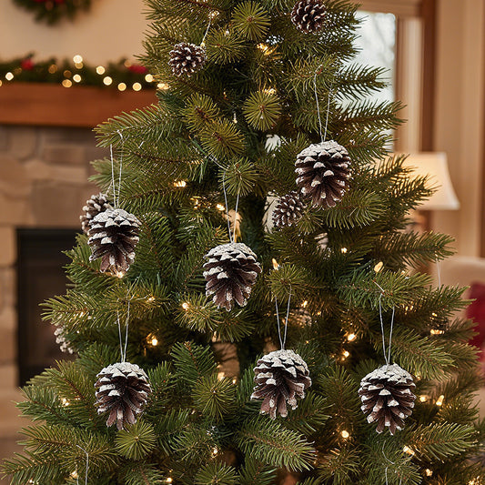 30 Pieces White Paint Christmas Tree Hanging Ornament Set