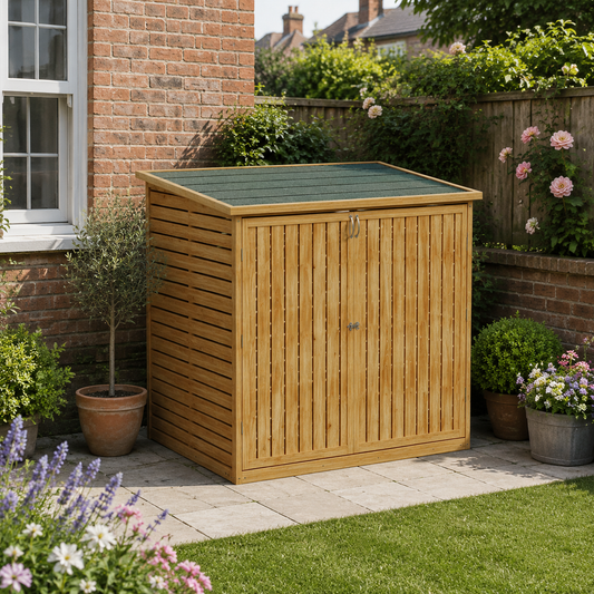 Outdoor Wood Trash Bin Storage Shed