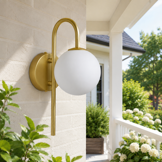 Golden Wall Light with Frosted Glass Shade