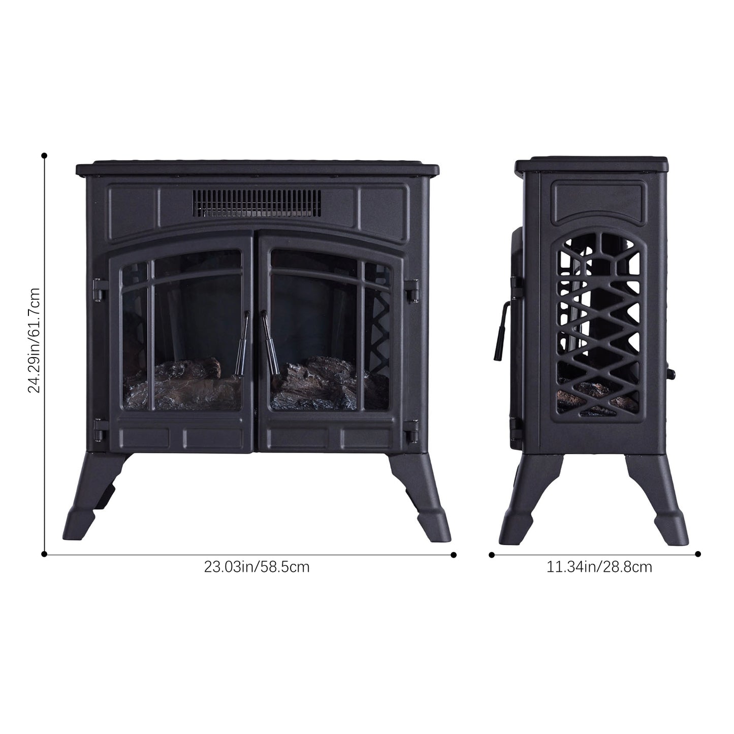 Freestanding Electric Fireplace Heater with Remote Control