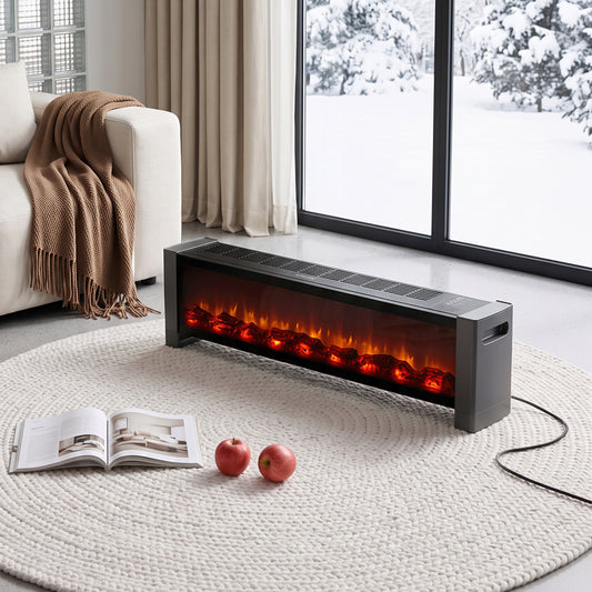 1000W/2000W Convection Baseboard Heater with Flame Effect & Timer