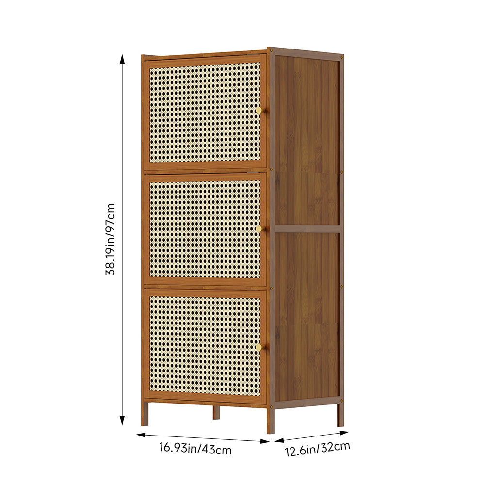 3 Tier Narrow Bookcase with Doors