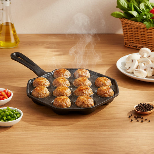 12-Hole Cast Iron Takoyaki Pan