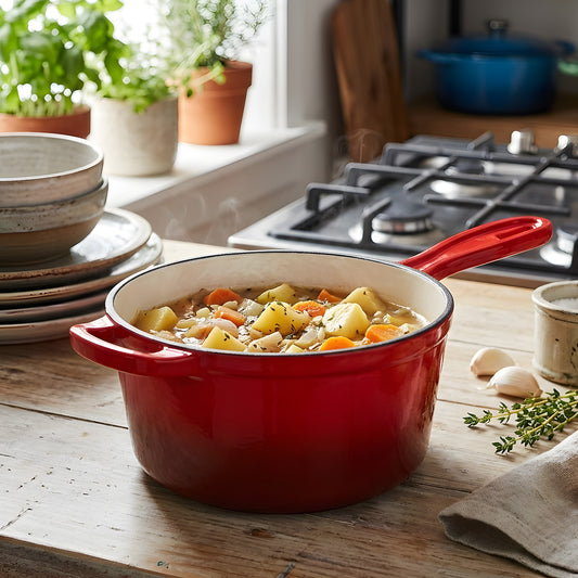 2.5L Enameled Cast Iron Saucepan with Lid