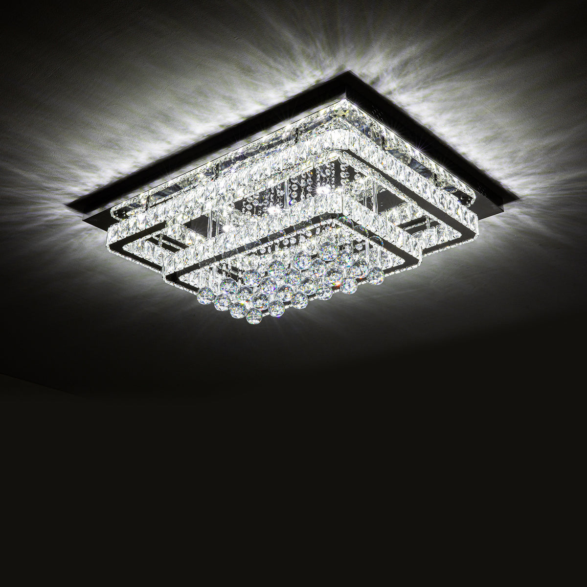 80cm Wide Double-Tier Crystal LED Ceiling Light 100W