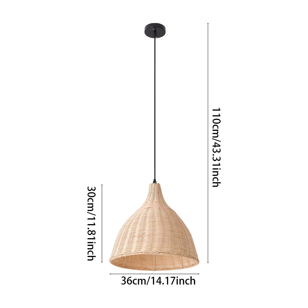 Rattan-Woven Pendant Light