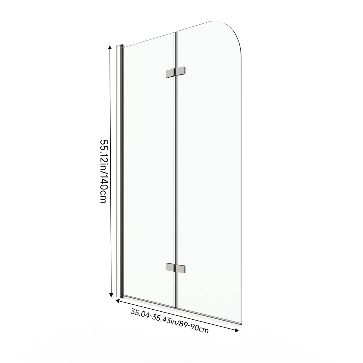 180 Degree Rotation 2-Section Hinged Over Bath Shower Screen