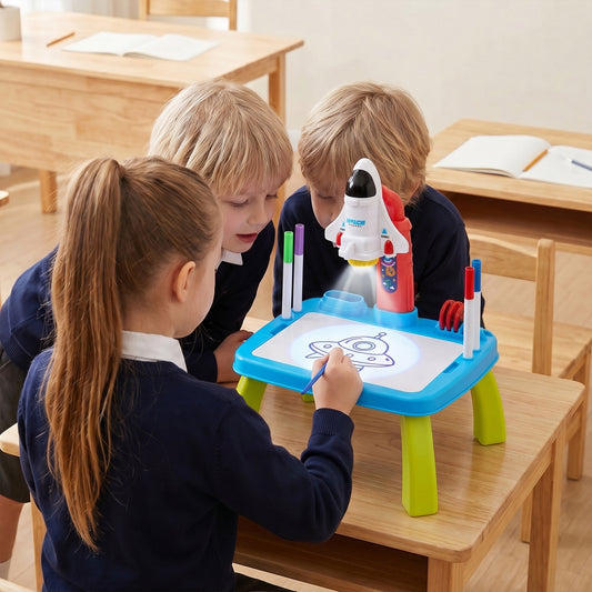 32 Patterns Rocket-Themed Drawing Projector Table Set for Kids