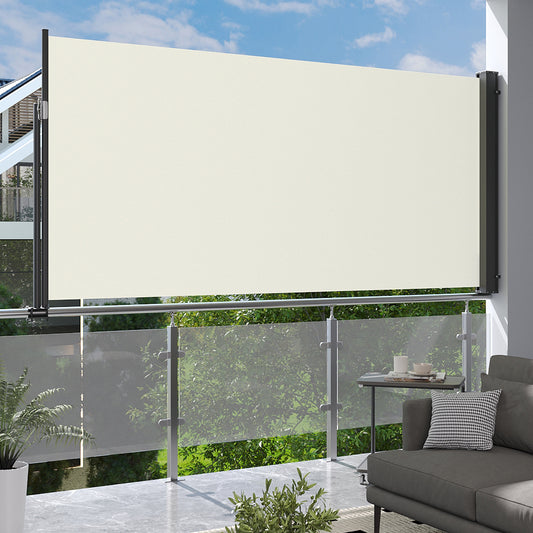 Beige Outdoor Retractable Privacy Side Awning