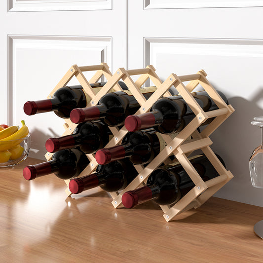 Decorative Foldable Solid Wood Stackable Wine Rack