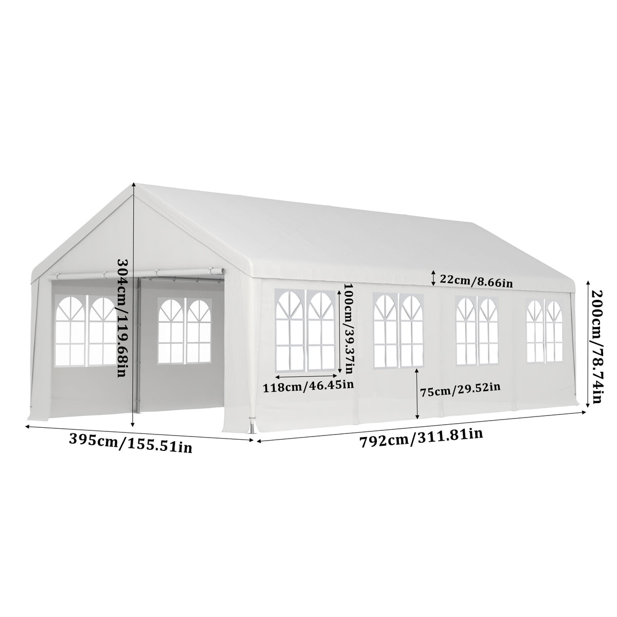 Garden Party Tent with Removable Sidewalls and Doors