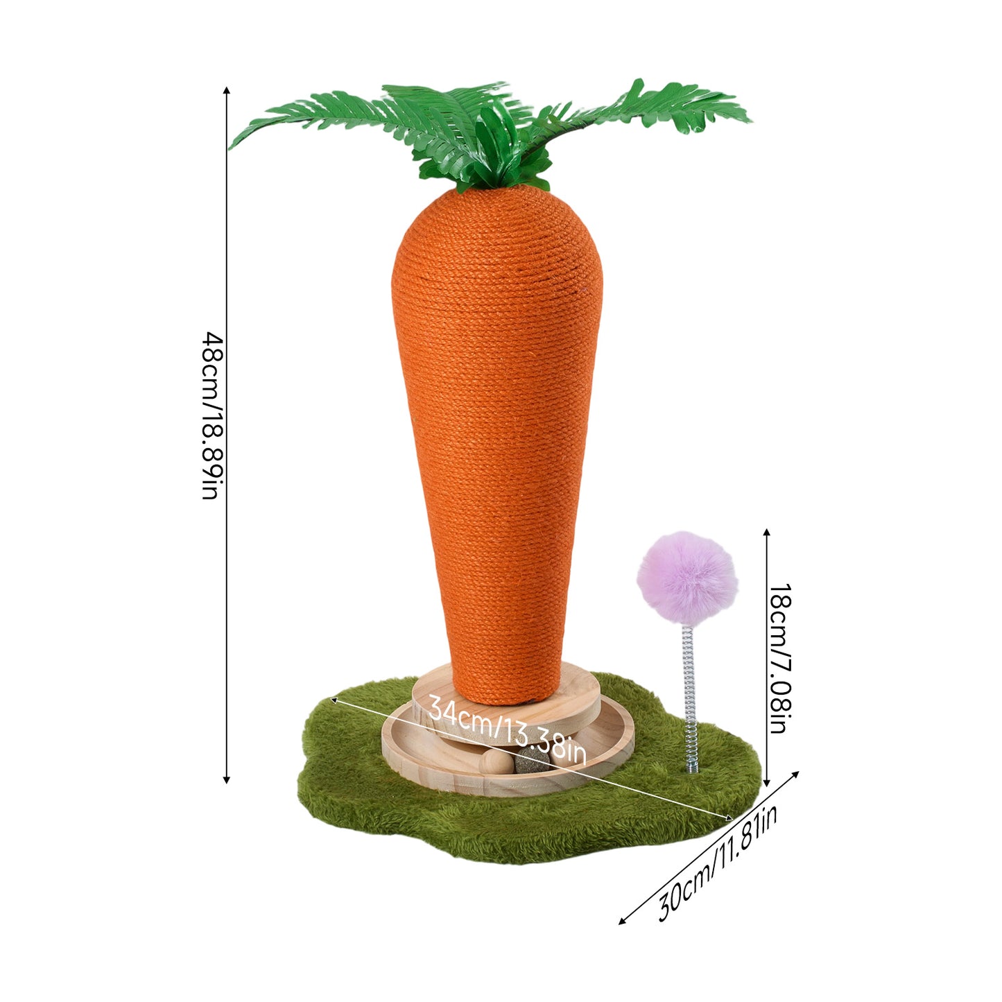 Carrot Cat Scratching Post with Turntable Toy