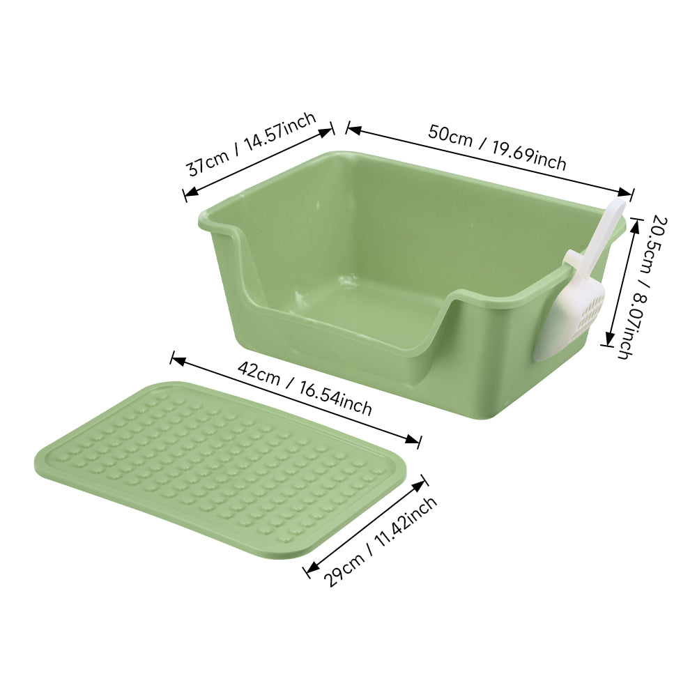Open Top Cat Litter Box with Cat Litter Mat