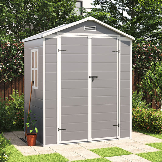 6 x 4.4 ft Plastic Garden Storage Shed with Apex Roof & Double Doors
